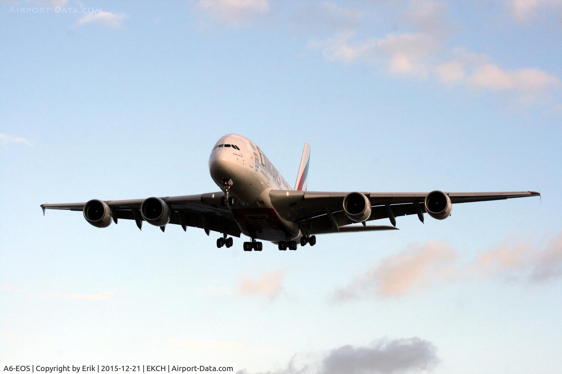 A6-EOS, 2015 Airbus A380-861 C/N 203, A6-EOS landing rw 22L