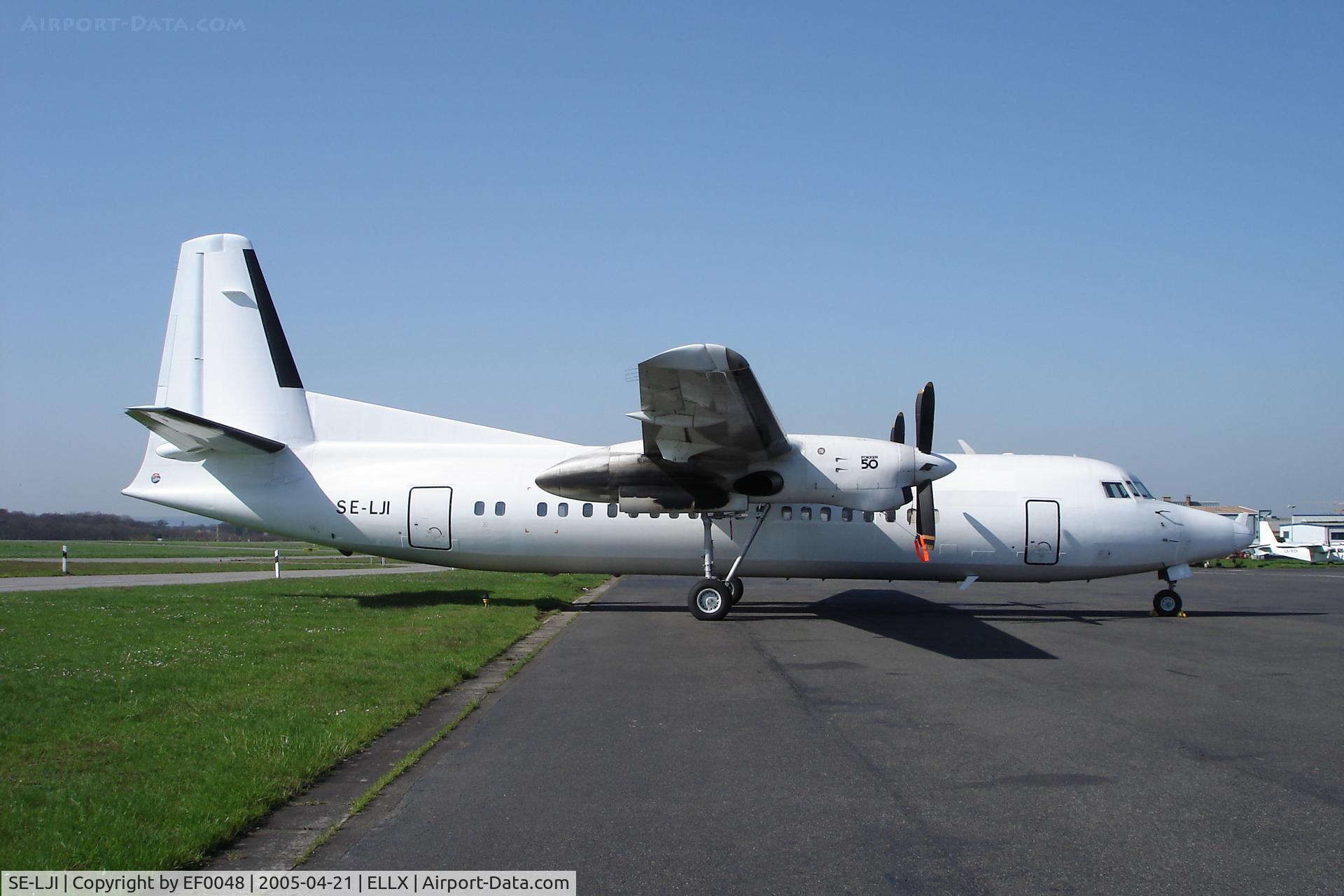 SE-LJI, 1990 Fokker 50 C/N 20180, Painted white for delivery, ex Luxair
