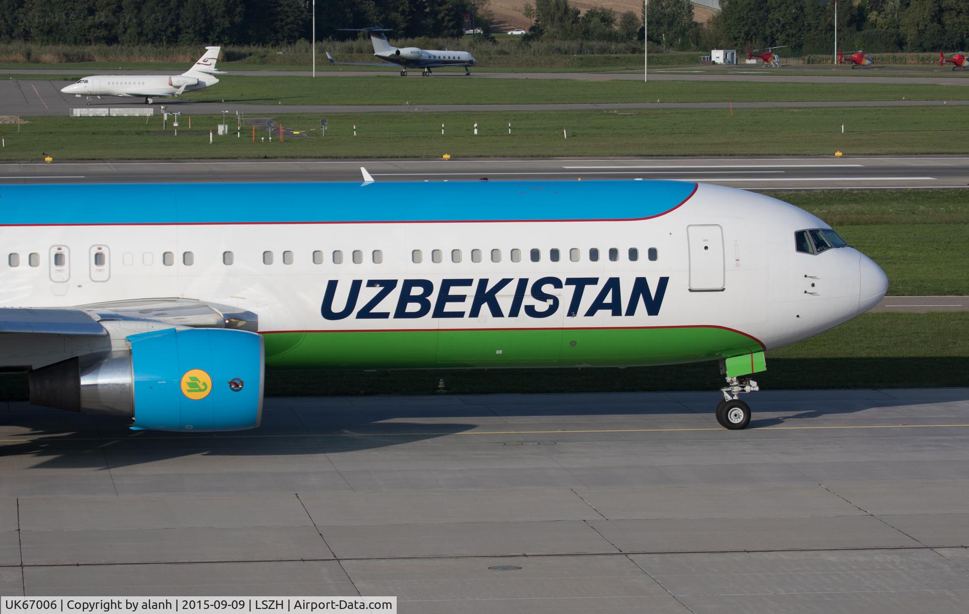 UK67006, 2013 Boeing 767-33PER C/N 40535, Taxying for departure at Zurich