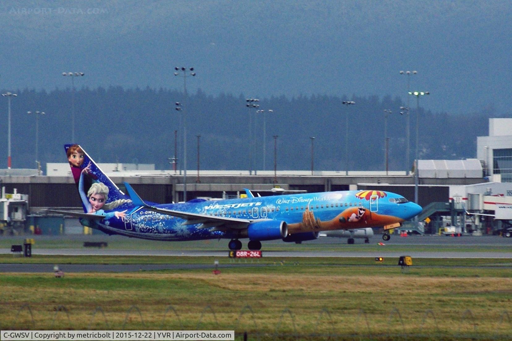 C-GWSV, 2009 Boeing 737-8CT C/N 37158, Departure from YVR