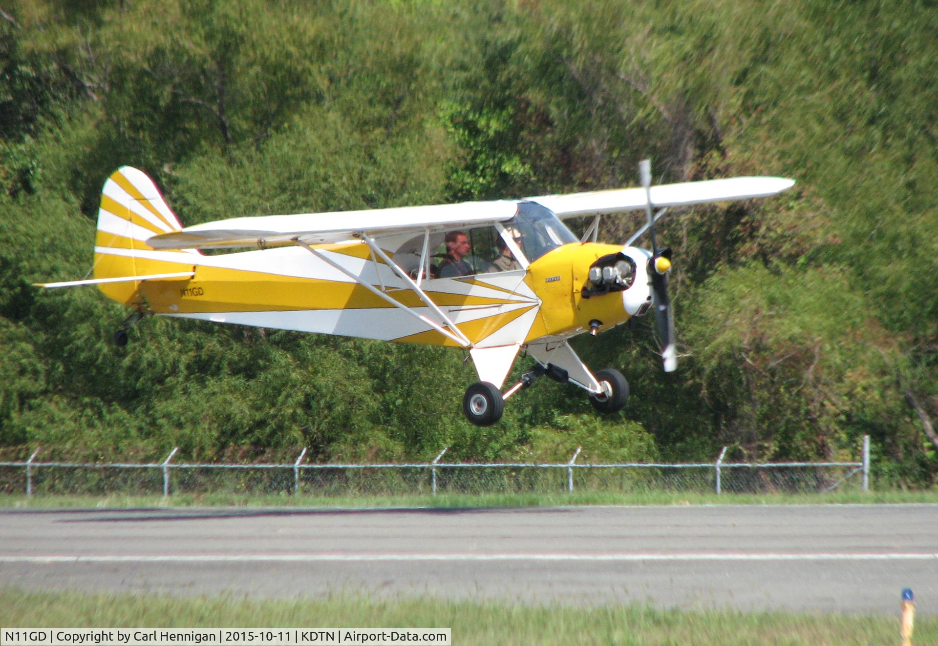N11GD, 1945 Piper J3C-65 Cub Cub C/N 14847, Landing Shreveport Downtown Airport runway 14