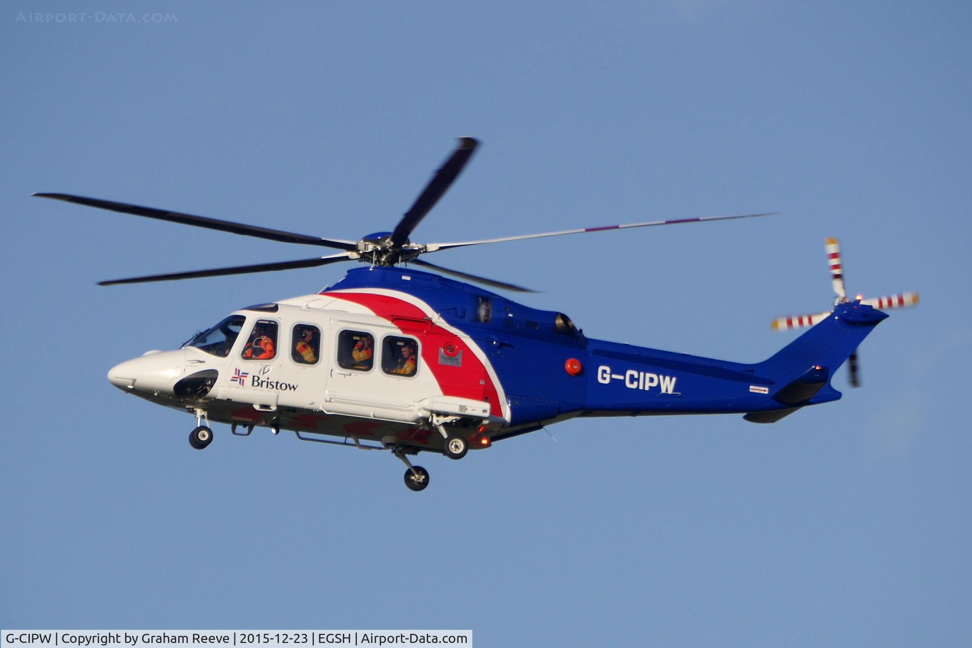 G-CIPW, 2013 AgustaWestland AW-139 C/N 41344, Landing at Norwich.