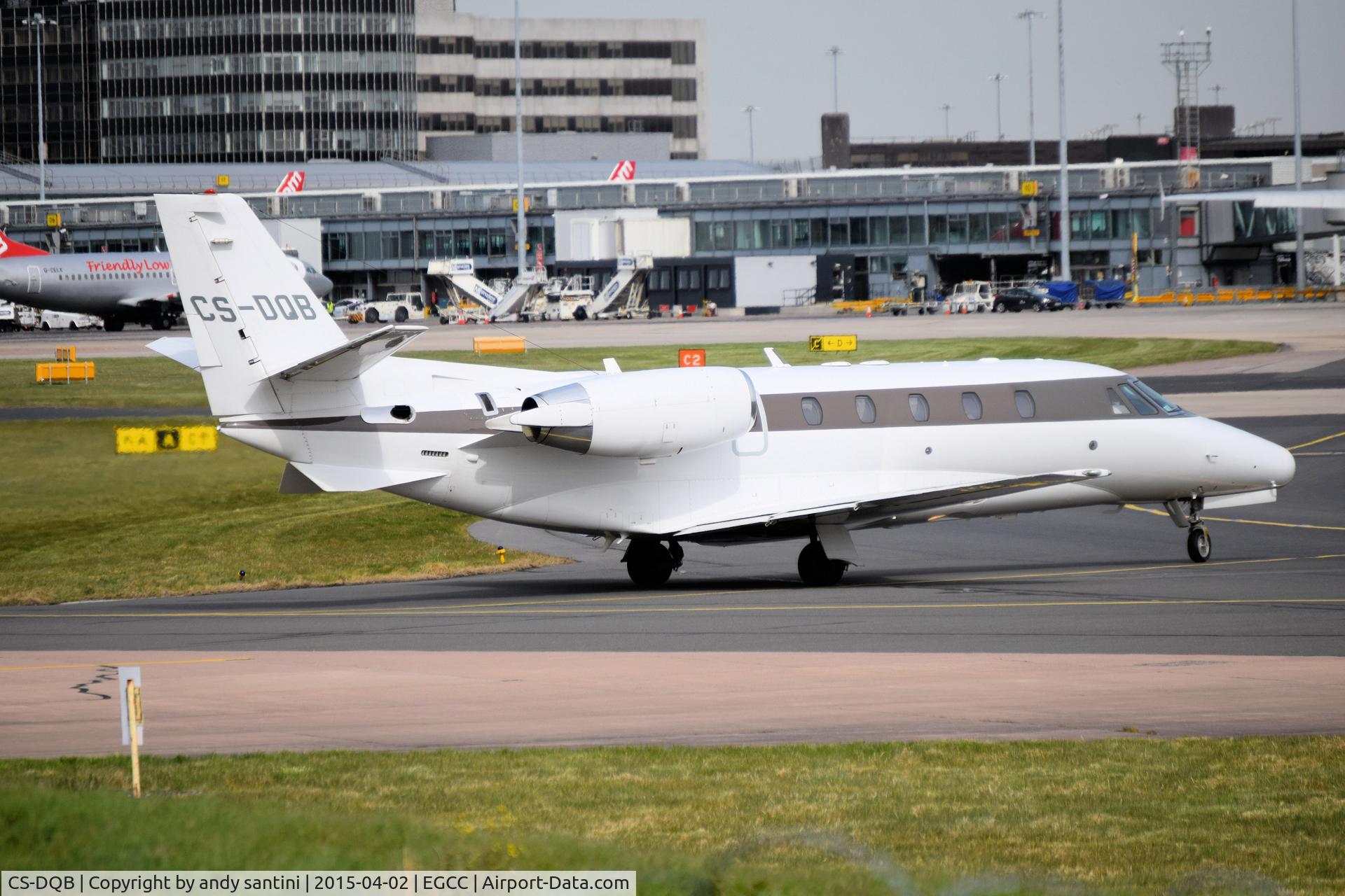 CS-DQB, 2008 Cessna 560XL Citation XLS C/N 560-5803, left the landmark FBO ramp at [EGCC] taxing out for take off
