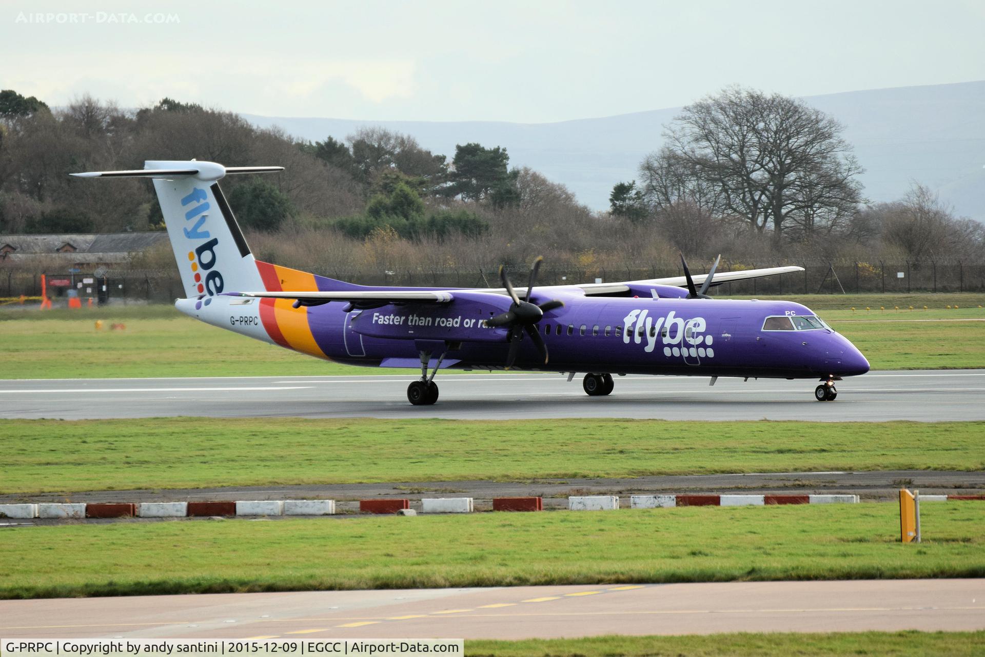 G-PRPC, 2010 Bombardier DHC-8-402 Dash 8 C/N 4338, just left runway 23R at [EGCC] taxing in to its gate taken from the [AVP]