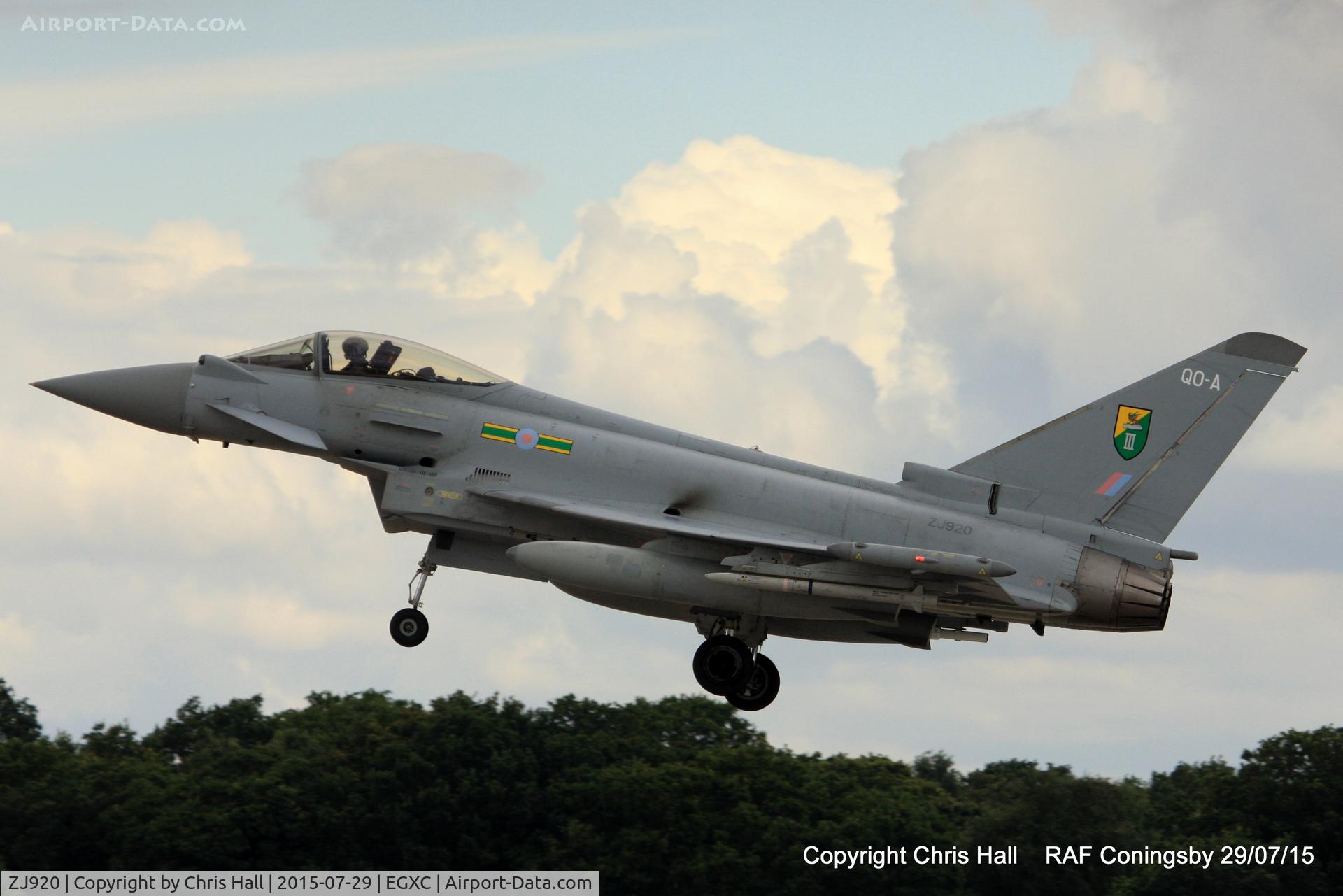 ZJ920, 2005 Eurofighter EF-2000 Typhoon FGR4 C/N 0067/BS011, RAF 3(F) Sqn