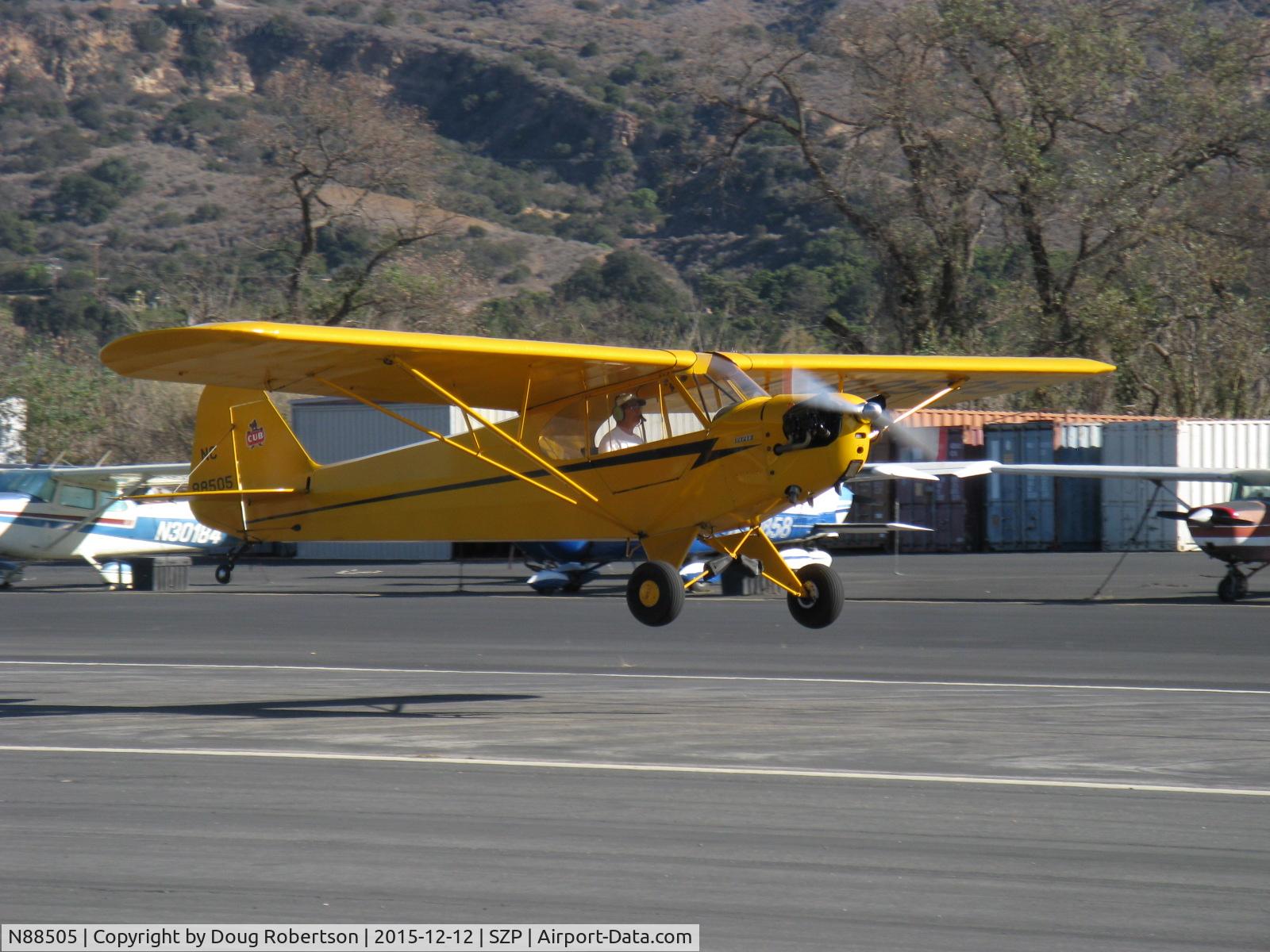 N88505, Piper J3C-65 Cub Cub C/N 16129, Piper J3C-65 CUB, Continental C65 65 Hp, on final Rwy 22
