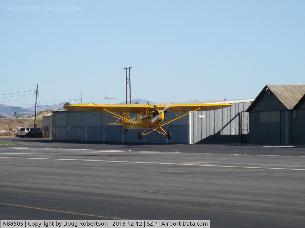 N88505, Piper J3C-65 Cub Cub C/N 16129, Piper J3C-65 CUB, Continental C65 65 Hp, on final Rwy 22