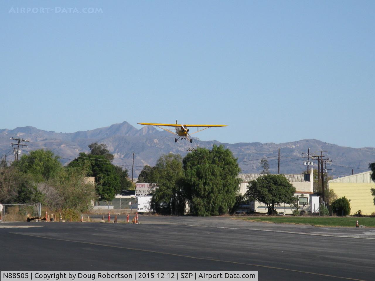 N88505, Piper J3C-65 Cub Cub C/N 16129, Piper J3C-65 CUB, Continental C65 65 Hp, on final Rwy 22