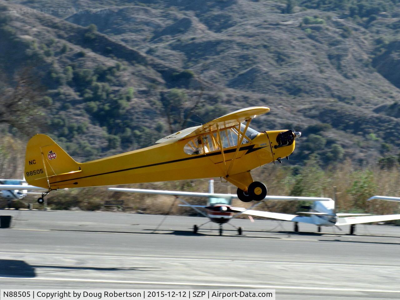 N88505, Piper J3C-65 Cub Cub C/N 16129, Piper J3C-65 CUB, Continental C65 65 Hp, takeoff climb Rwy 22