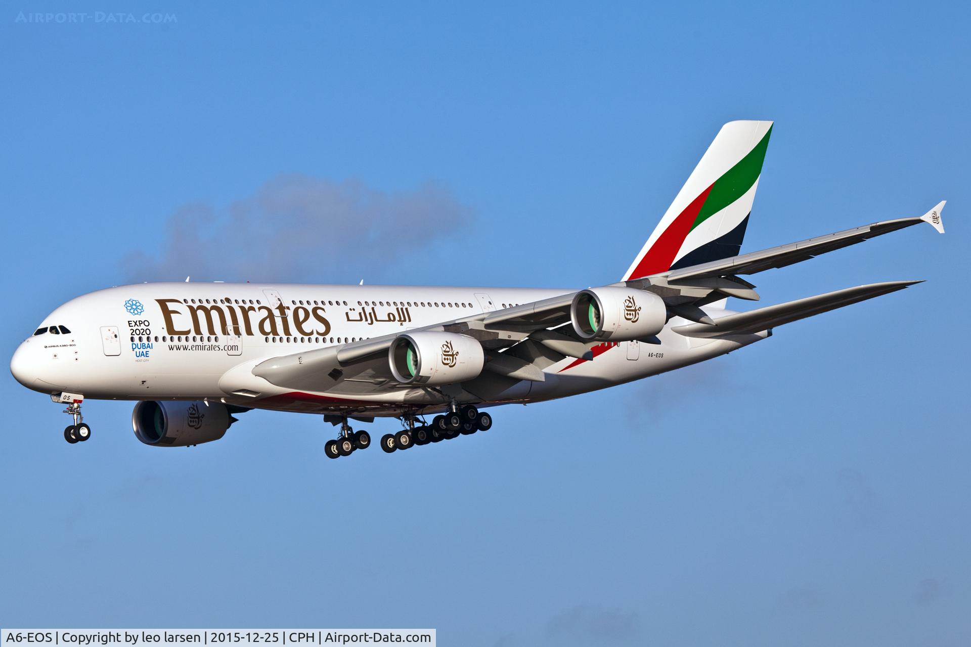 A6-EOS, 2015 Airbus A380-861 C/N 203, Copenhagen 25.12.15