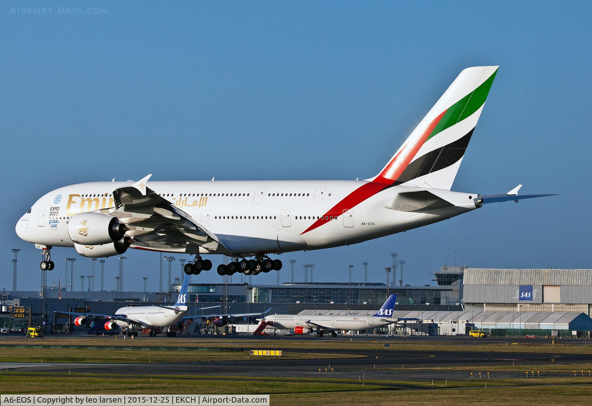 A6-EOS, 2015 Airbus A380-861 C/N 203, Copenhagen 25.12.15