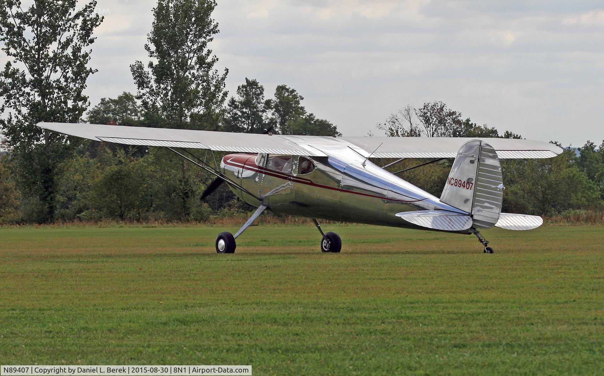 N89407, 1946 Cessna 140 C/N 8439, This lovely 1946 Cessna prepares to depart scneic Grimes Airport, Bethel, PA.
