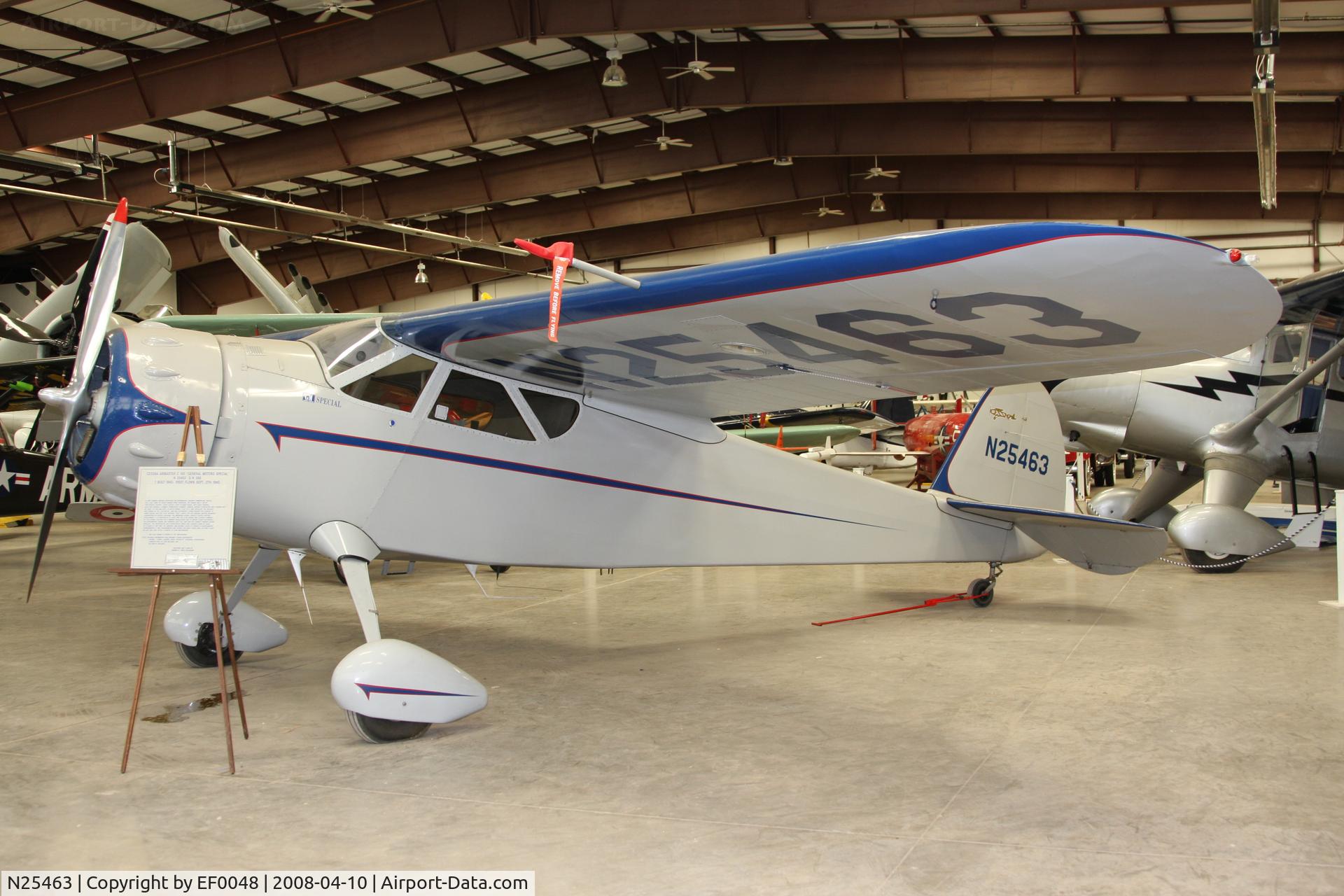 N25463, 1940 Cessna C-165 Airmaster C/N 568, museum Valle