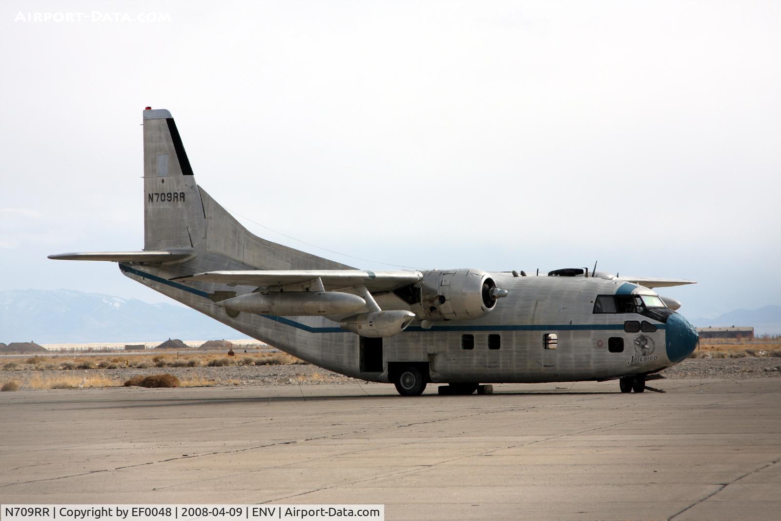 N709RR, 1954 Fairchild C-123K Provider C/N 20158, W.F.U real serial was 54-0709. This aircraft was used in Conair movie. It was seen at Wendover, but is now in bad repair