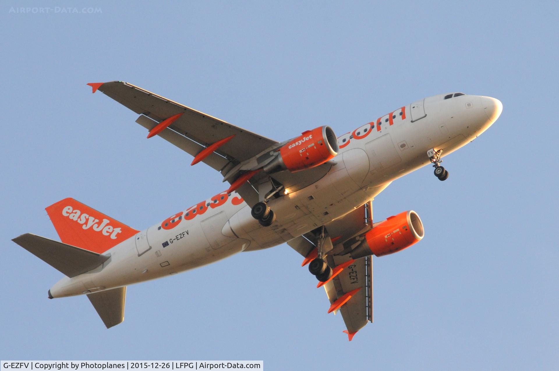 G-EZFV, 2010 Airbus A319-111 C/N 4327, Landing to cdg
