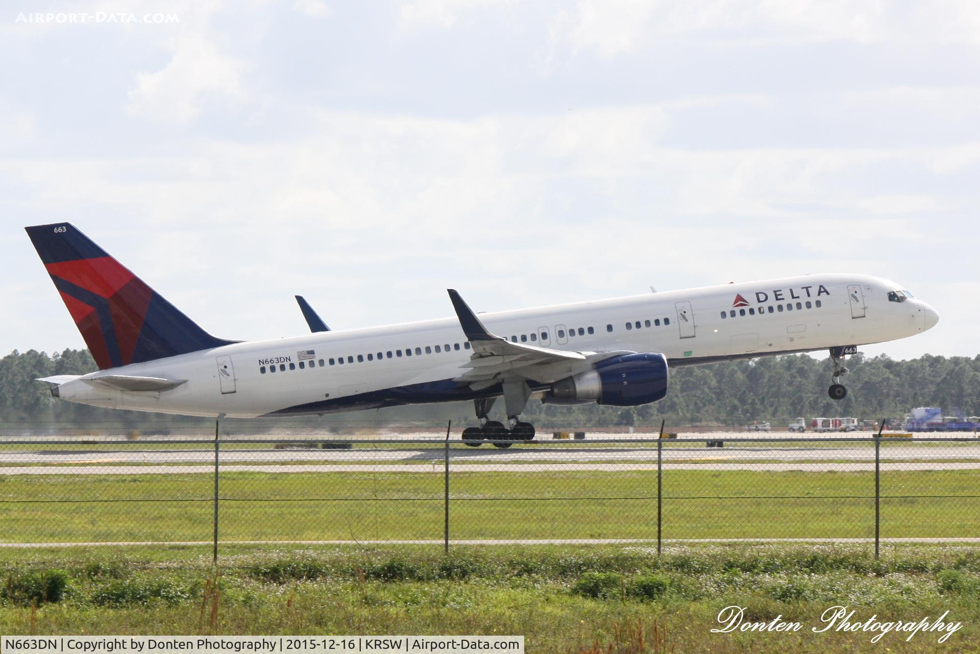 N663DN, 1991 Boeing 757-232 C/N 24992, Delta Flight 503 (N663DN) departs Southwest Florida International Airport enroute to Hartsfield-Jackson Atlanta International Airport