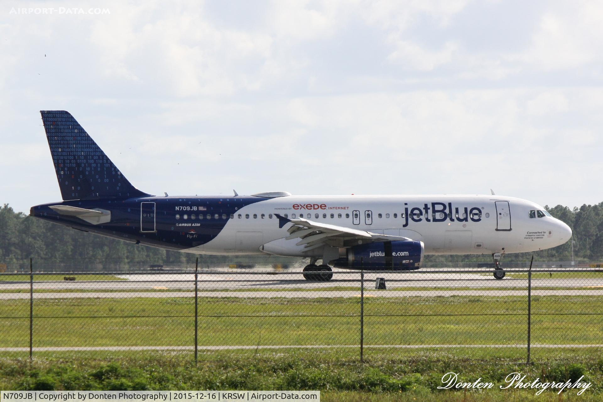 N709JB, 2008 Airbus A320-232 C/N 3488, JetBlue Flight 1639 (N709JB) arrives at Southwest Florida International Airport following flight from LaGuardia Airport