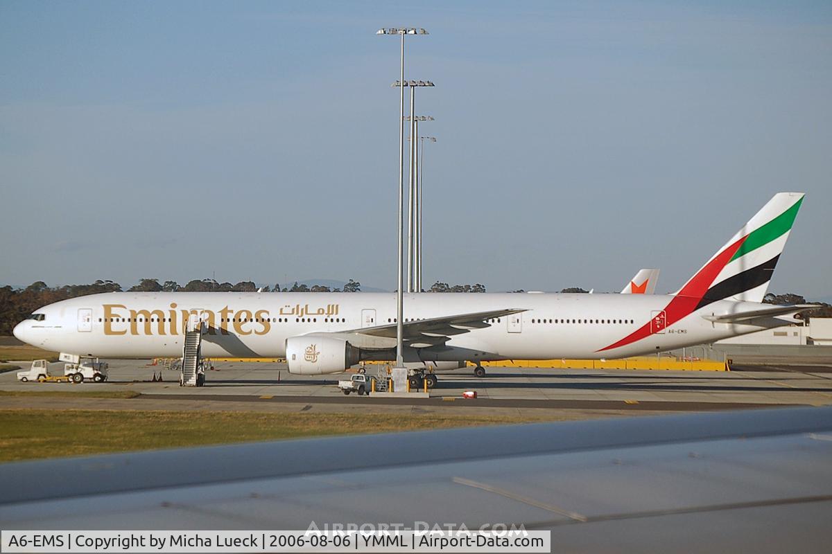 A6-EMS, 2002 Boeing 777-31H C/N 29067, At Tullamarine