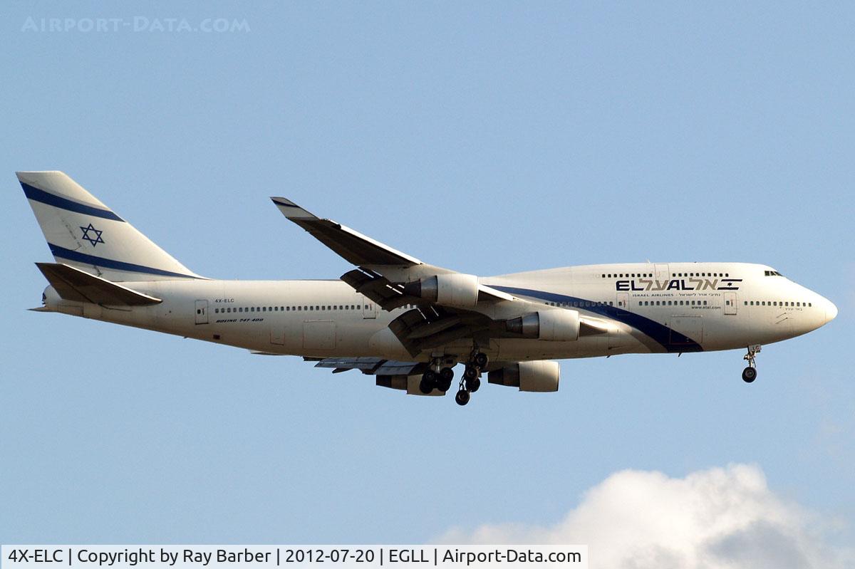 4X-ELC, 1995 Boeing 747-458 C/N 27915, Boeing 747-458 [27915] (El Al Israel Airlines) Home~G 20/07/2012. On approach 27L.