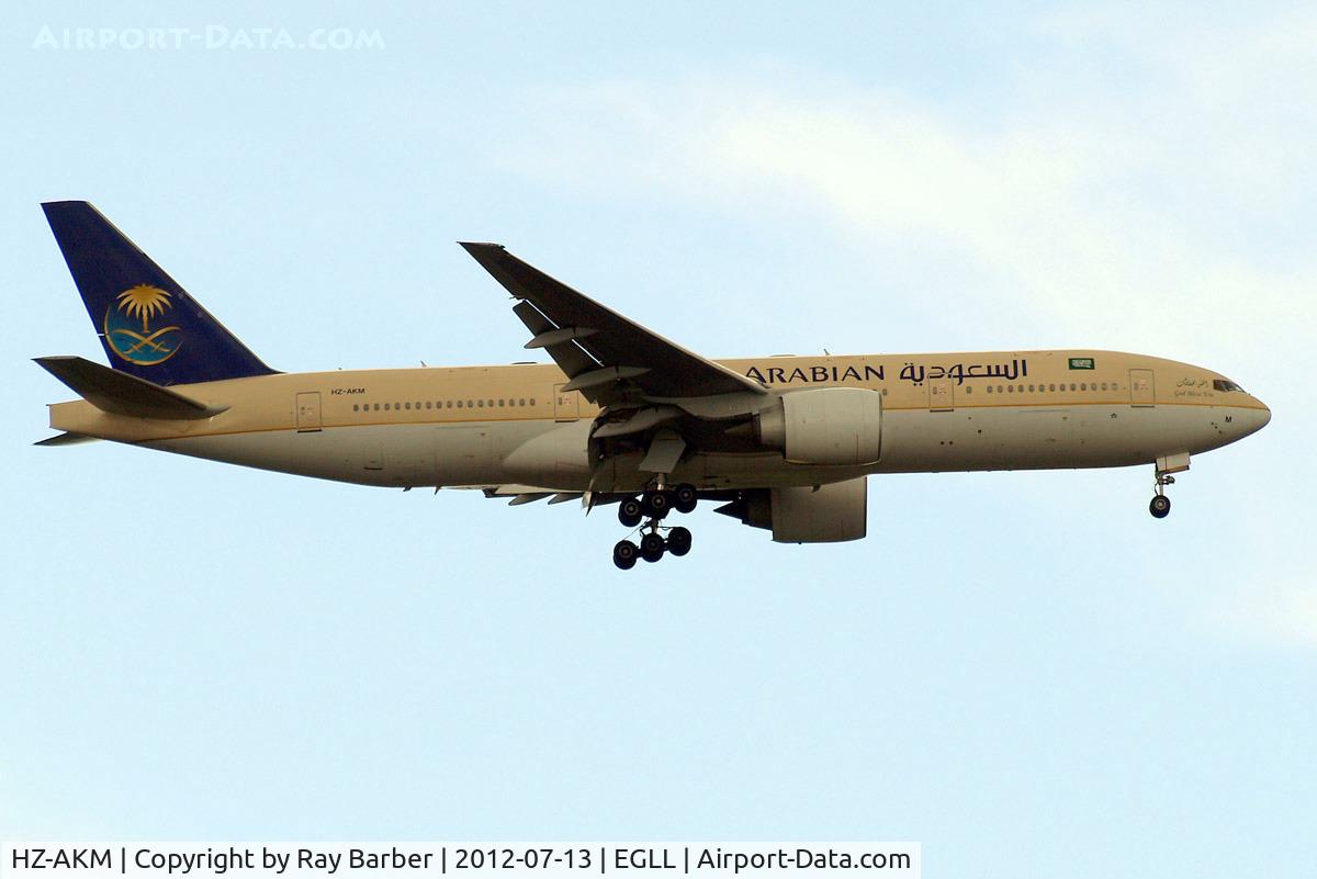 HZ-AKM, 1998 Boeing 777-268/ER C/N 28356, Boeing 777-268ER [28356] (Saudia) Home~G 13/07/2012. On approach 27L.