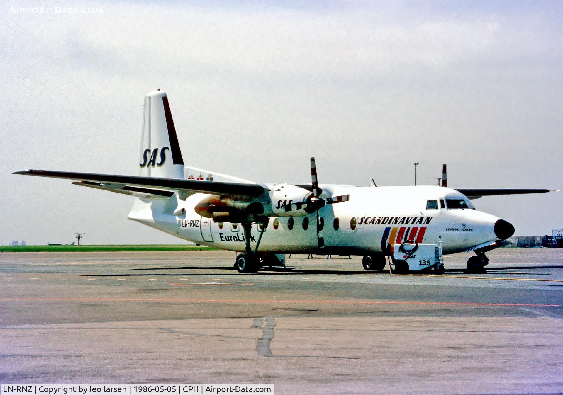 LN-RNZ, 1968 Fokker F.27-600 Friendship C/N 10386, Copenhagen 5.5.86