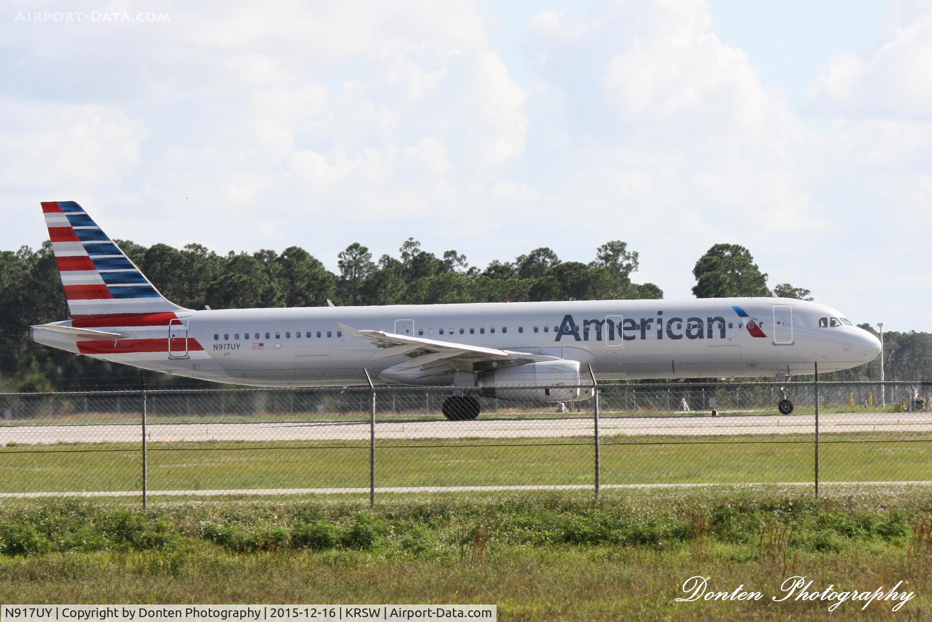 N917UY, 2015 Airbus A321-231 C/N 6427, American Flight 494 (N917UY) departs Southwest Florida International Airport enroute to Charlotte-Douglas International Airport