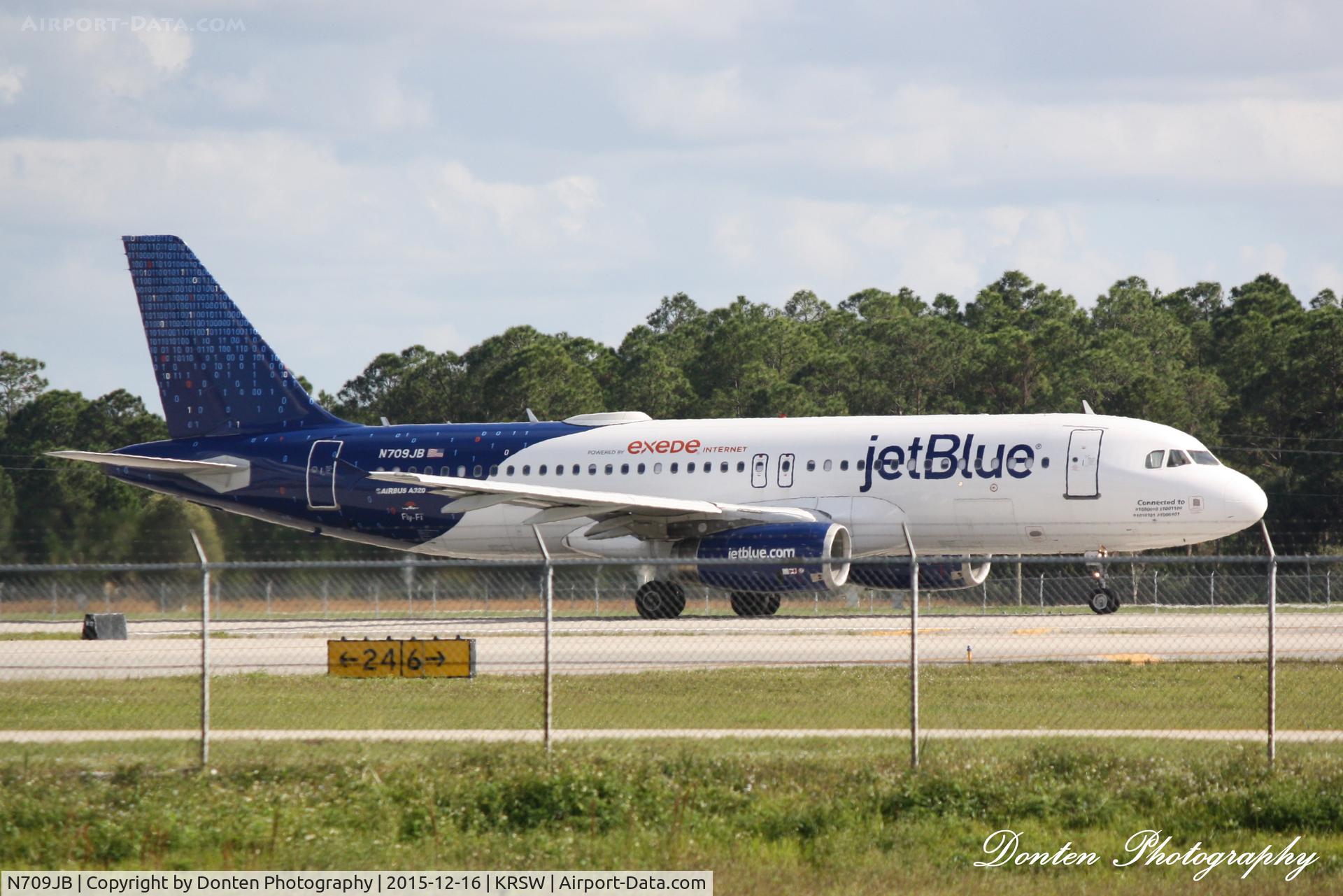 N709JB, 2008 Airbus A320-232 C/N 3488, JetBlue Flight 904 (N709JB) departs Southwest Florida International Airport enroute to Bradley International Airport