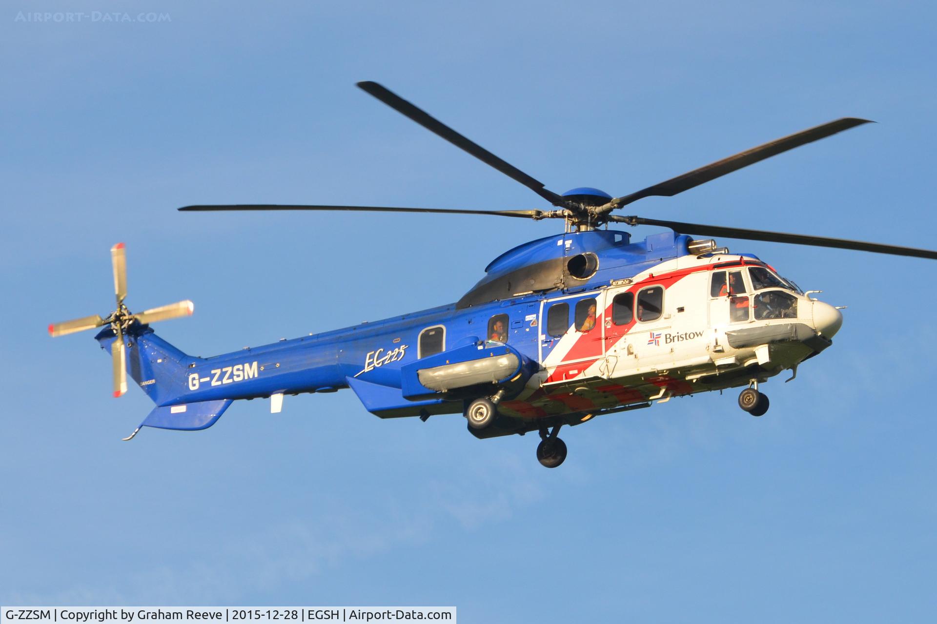 G-ZZSM, 2014 Airbus Helicopters EC-225LP Super Puma C/N 2937, Landing a Norwich.