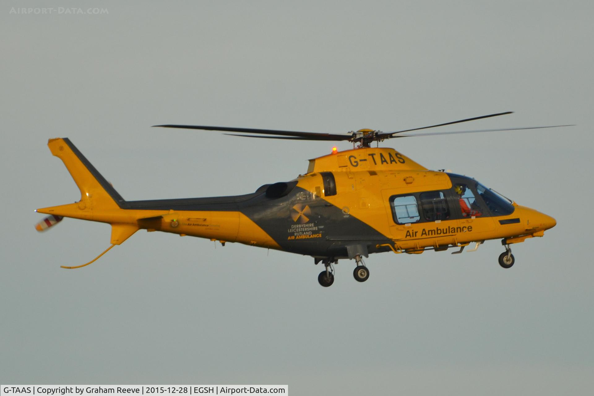 G-TAAS, 2013 AgustaWestland AW-109SP GrandNew C/N 22305, Landing at Norwich.