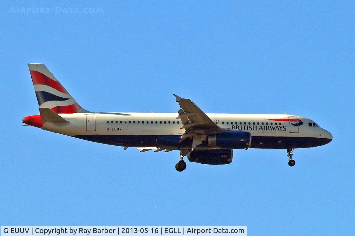 G-EUUV, 2008 Airbus A320-232 C/N 3468, Airbus A320-232 [3468] (British Airways) Home~G 16/05/2013. On approach 27L.
