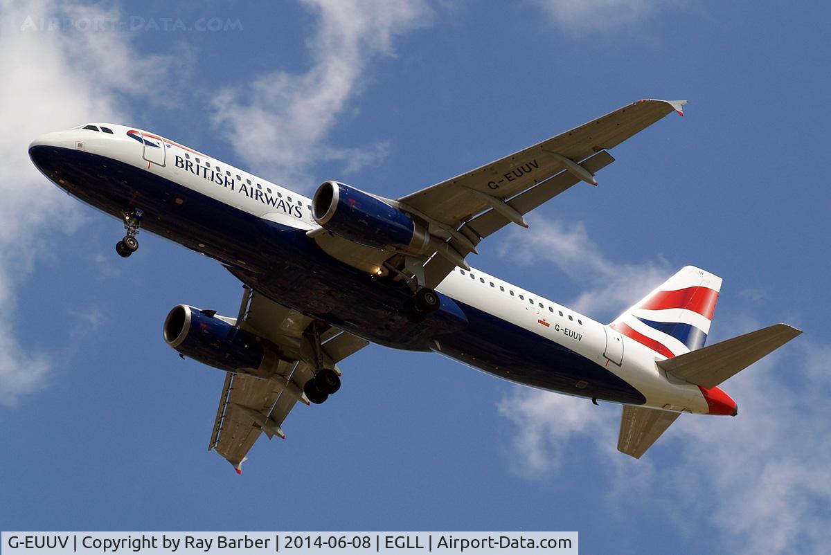 G-EUUV, 2008 Airbus A320-232 C/N 3468, Airbus A320-232 [3468] (British Airways) Home~G 08/06/2014. On approach 27R.