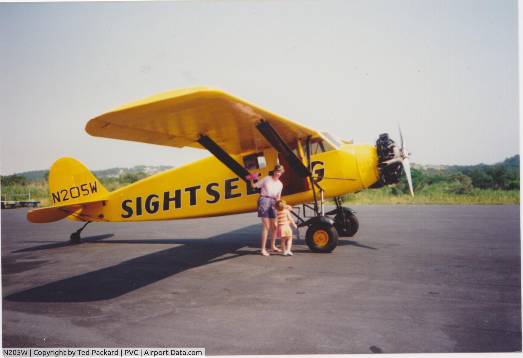 N205W, 1930 Stinson SM-8A Junior C/N 4029, Just before a sightseeing flight out of Provincetown MA around 1992