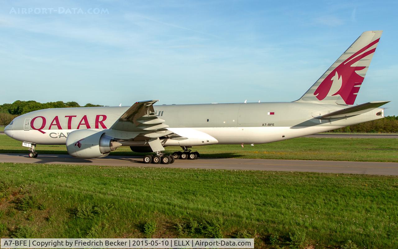 A7-BFE, 2013 Boeing 777-FDZ C/N 39644, taxying to the cargo centre