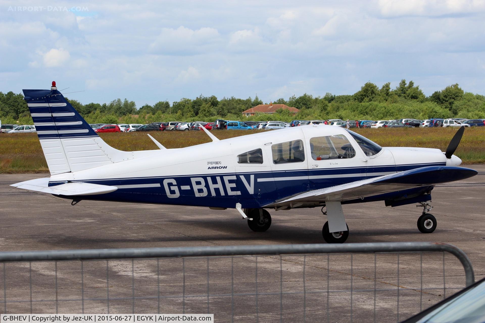 G-BHEV, 1974 Piper PA-28R-200-2 Cherokee Arrow II C/N 28R-7435159, parked at Elvington Airfield UK 