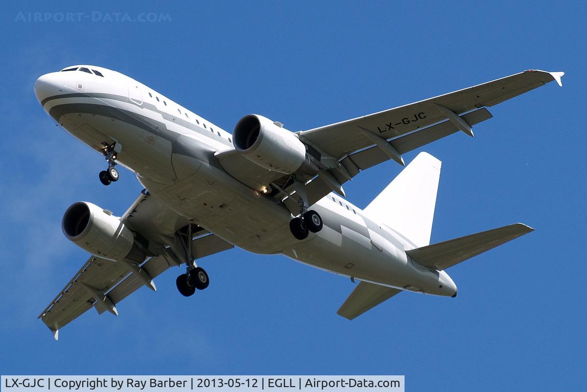 LX-GJC, 2007 Airbus ACJ318 (A318-112/CJ) C/N 3100, Airbus A318-112CJ Elite [3100] (Global Jet Concept) Home~G 12/05/2013. On approach 27R.