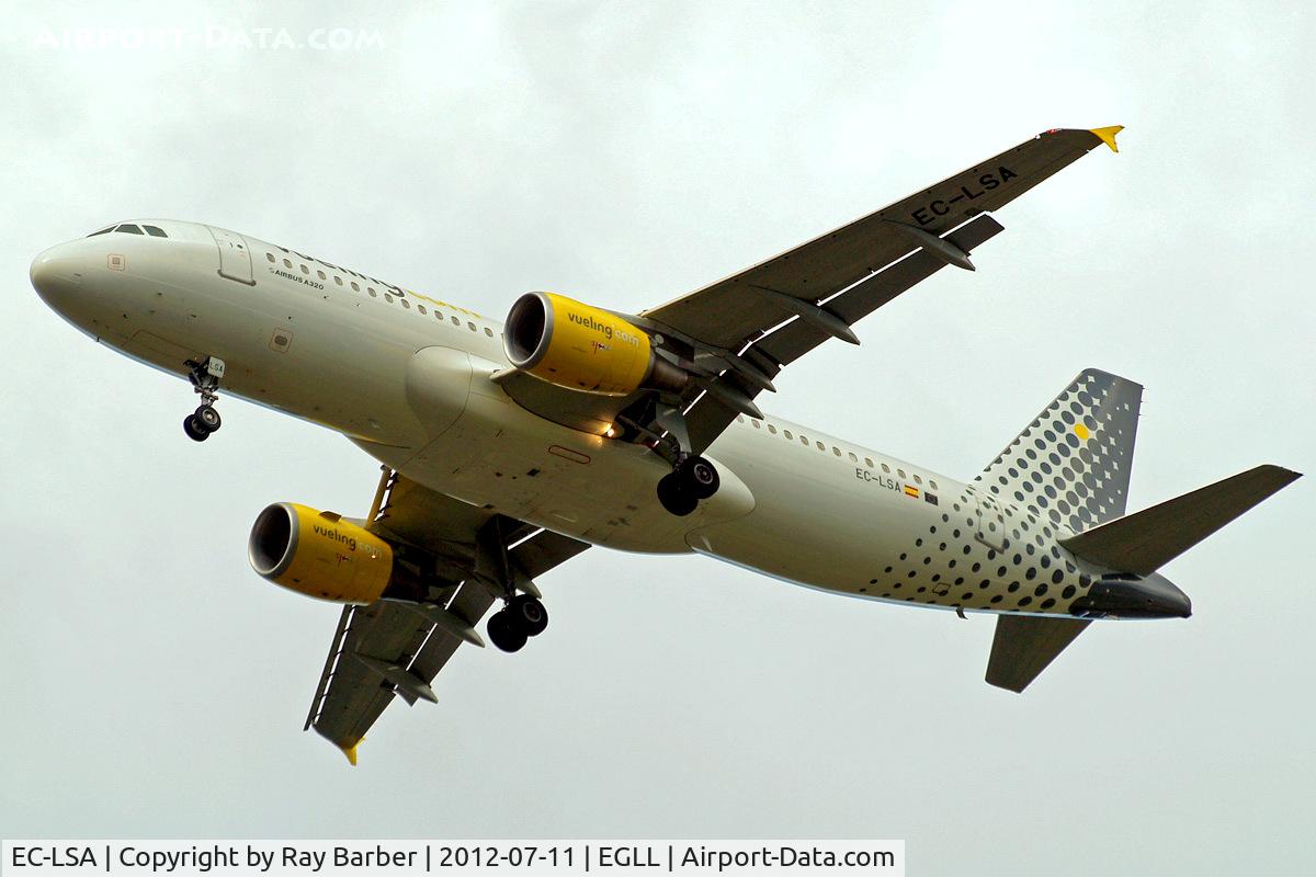 EC-LSA, 2009 Airbus A320-214 C/N 4128, Airbus A320-214 [4128] (Vueling Airlines) Home~G 11/07/2012. On approach 27R.