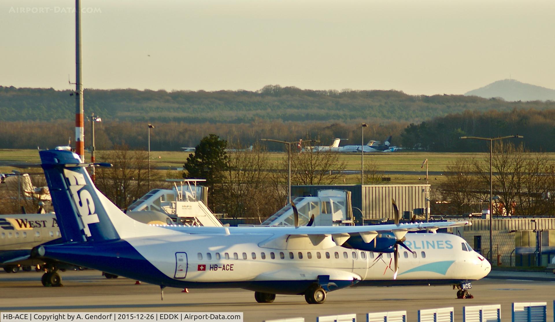 HB-ACE, 1998 ATR 72-212A C/N 577, ASL Airlines (formally Farnair Switzerland), is here parked on the apron at Köln / Bonn Airport(EDDK)