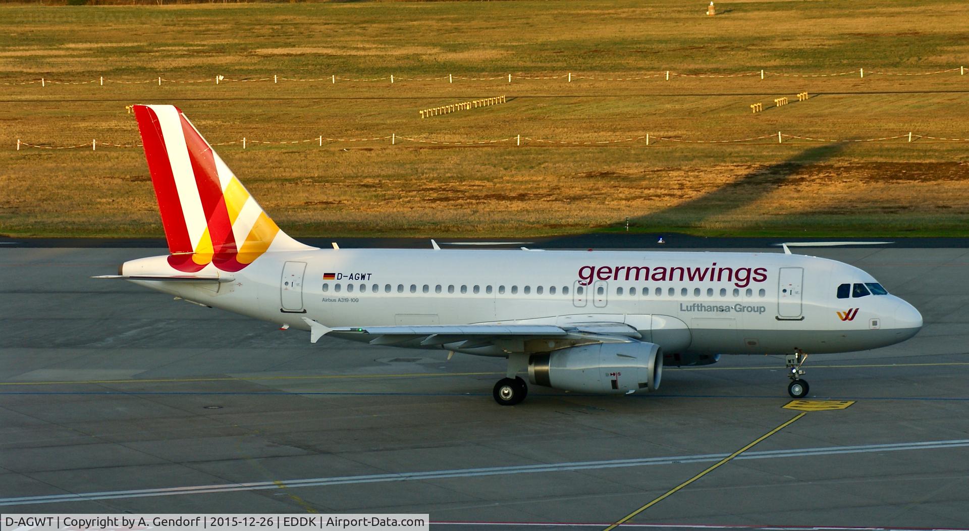 D-AGWT, 2012 Airbus A319-132 C/N 5043, Germanwings, is here after pushback on the apron at Köln / Bonn Airport(EDDK)