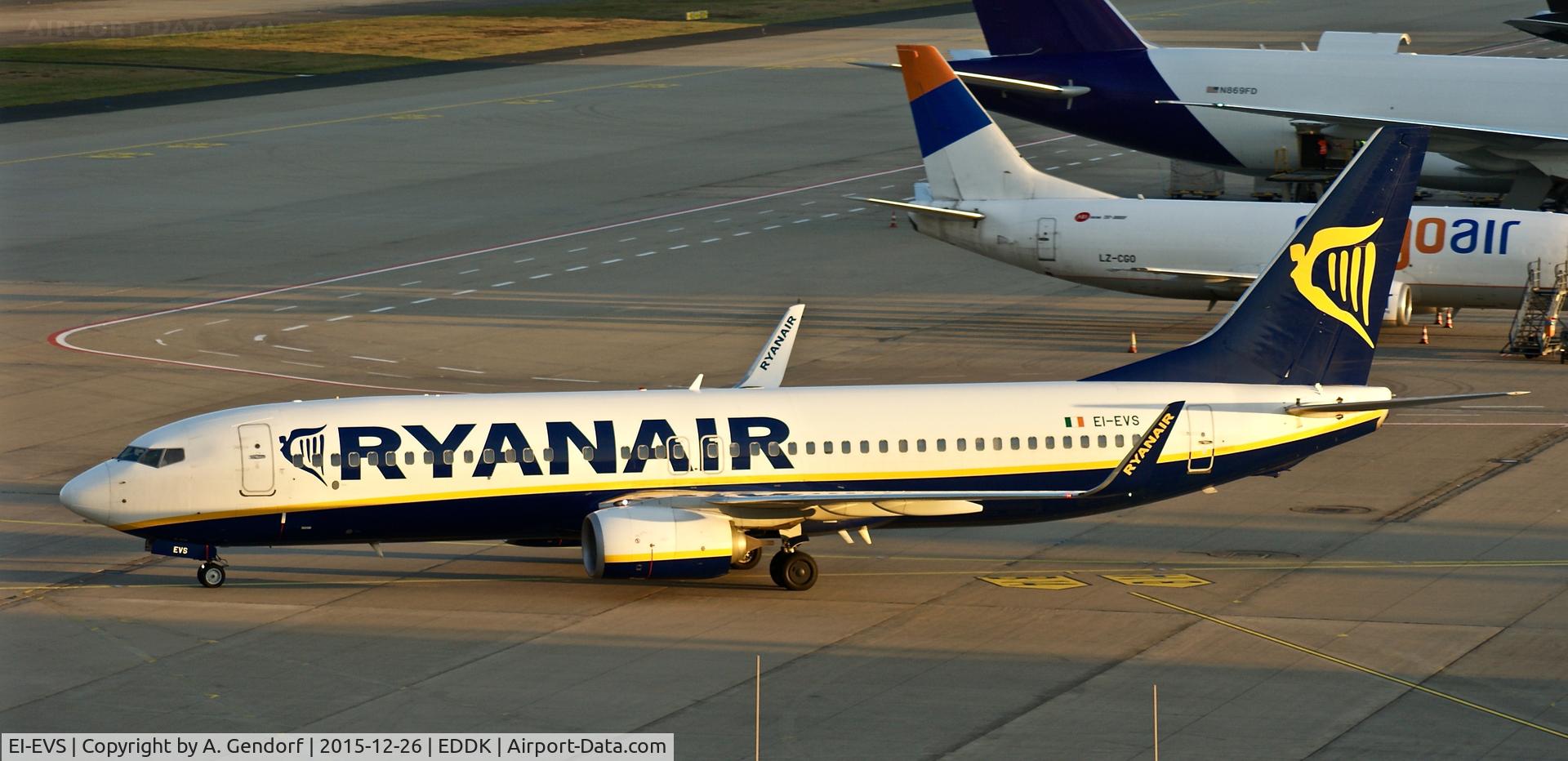 EI-EVS, 2012 Boeing 737-8AS C/N 40313, Ryanair, is here taxiing at Köln / Bonn Airport(EDDK)