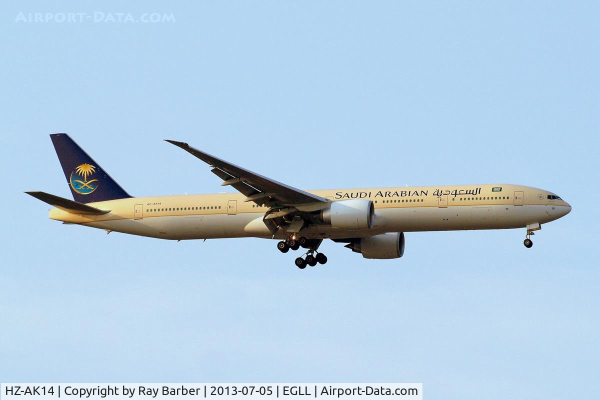 HZ-AK14, 2012 Boeing 777-368/ER C/N 41051, Boeing 777-368ER [41051] (Saudia) Home~G 05/07/2013. On approach 27L.