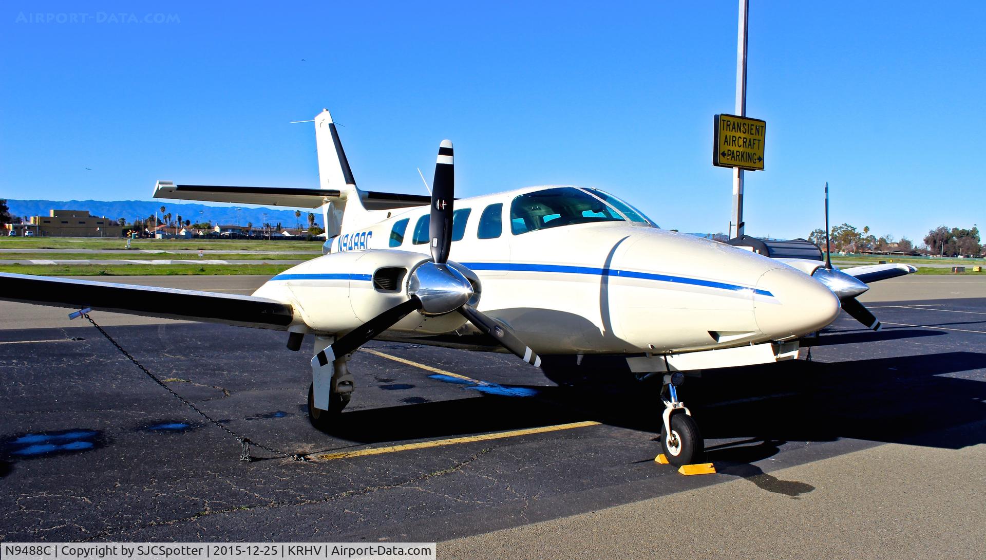 N9488C, 1982 Cessna T303 Crusader C/N T30300180, Davis, CA-based 1982 Cessna T303 parked on the visitor's ramp at Reid Hillview Airport, San Jose, CA.