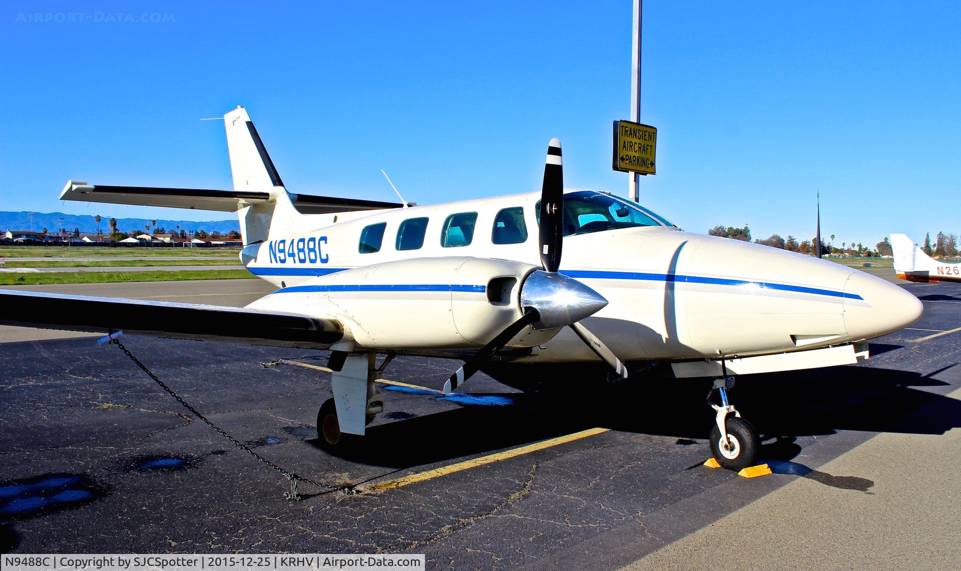 N9488C, 1982 Cessna T303 Crusader C/N T30300180, Davis, CA-based 1982 Cessna T303 parked on the visitor's ramp at Reid Hillview Airport, San Jose, CA.