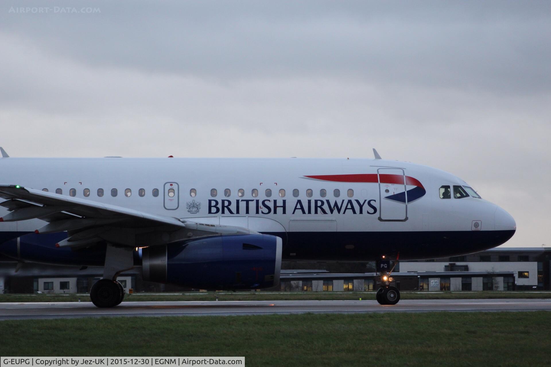 G-EUPG, 2000 Airbus A319-131 C/N 1222, rolling onto runway 14,