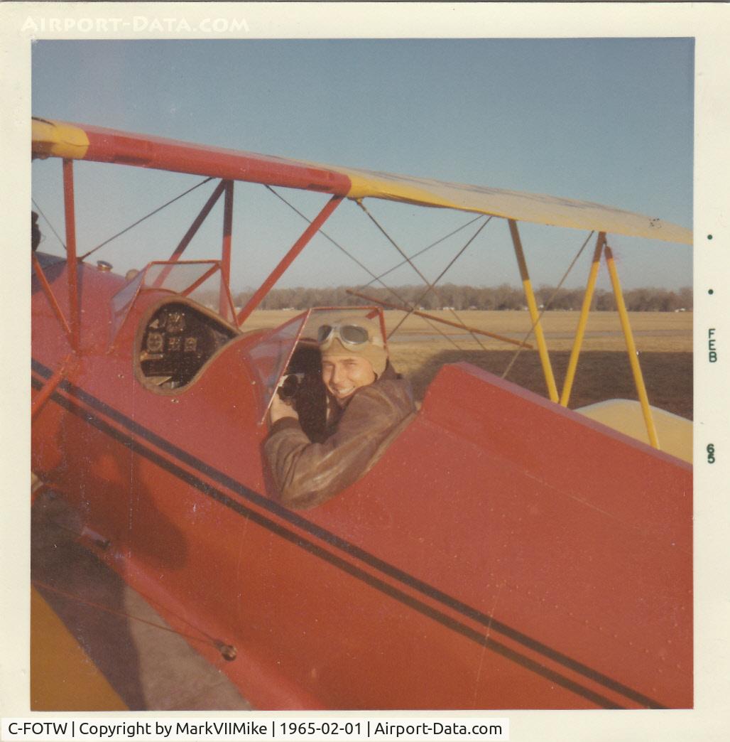 C-FOTW, 1943 Meyers OTW-160 C/N 89, Jules I. Gilpatrick Jr. seated in N34344 Feb. 1965