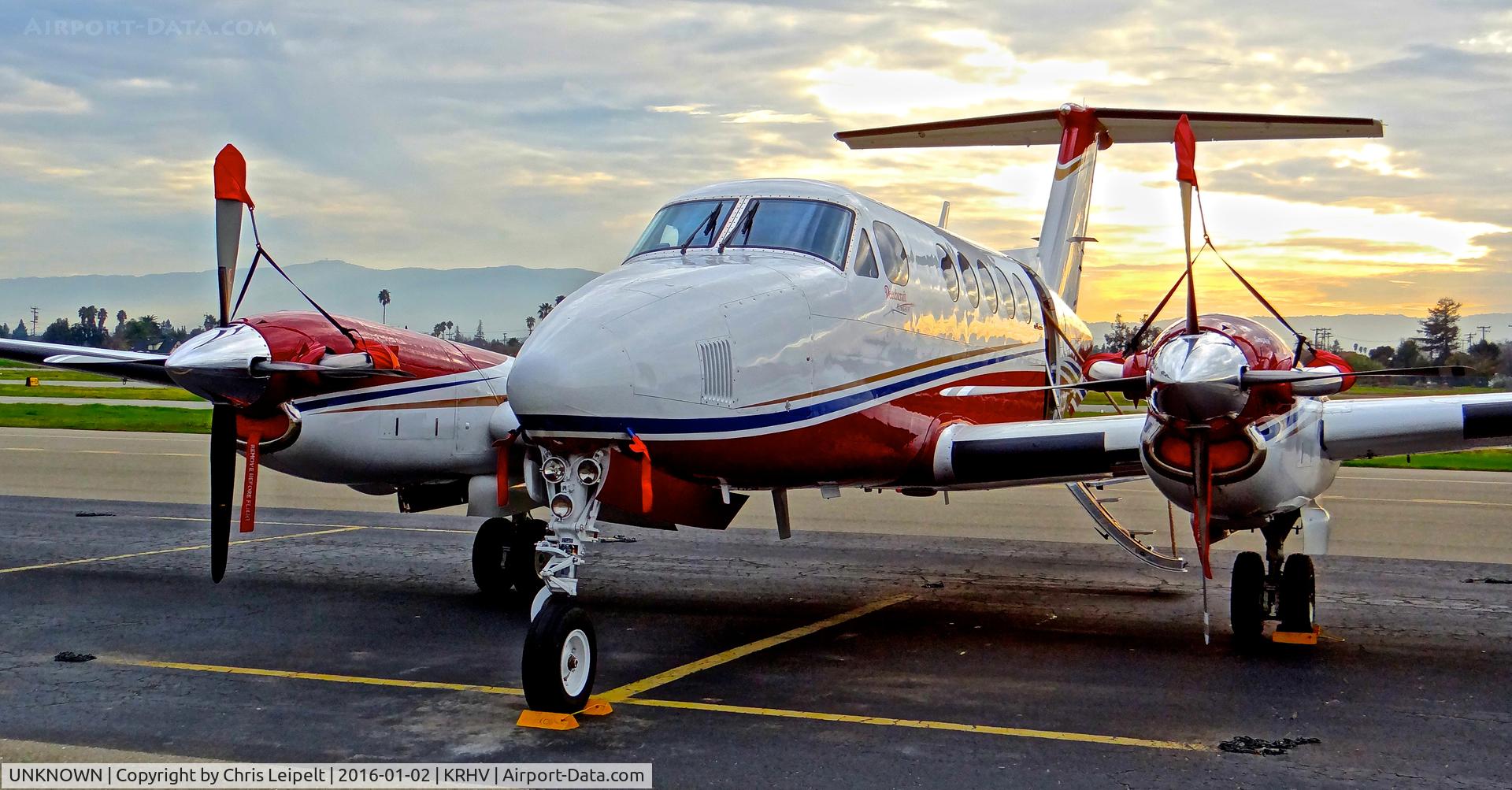 UNKNOWN, Beech King Air 250 C/N Not known, So-Cal based 1978 Beechcraft King Air 200 in for a San Francisco 49er game at Reid Hillview Airport, San Jose, CA. It will be back in a month for the 50th Super Bowl.