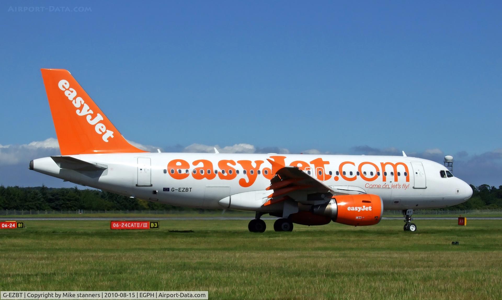 G-EZBT, 2007 Airbus A319-111 C/N 3090, EZY6940 arrives at EDI