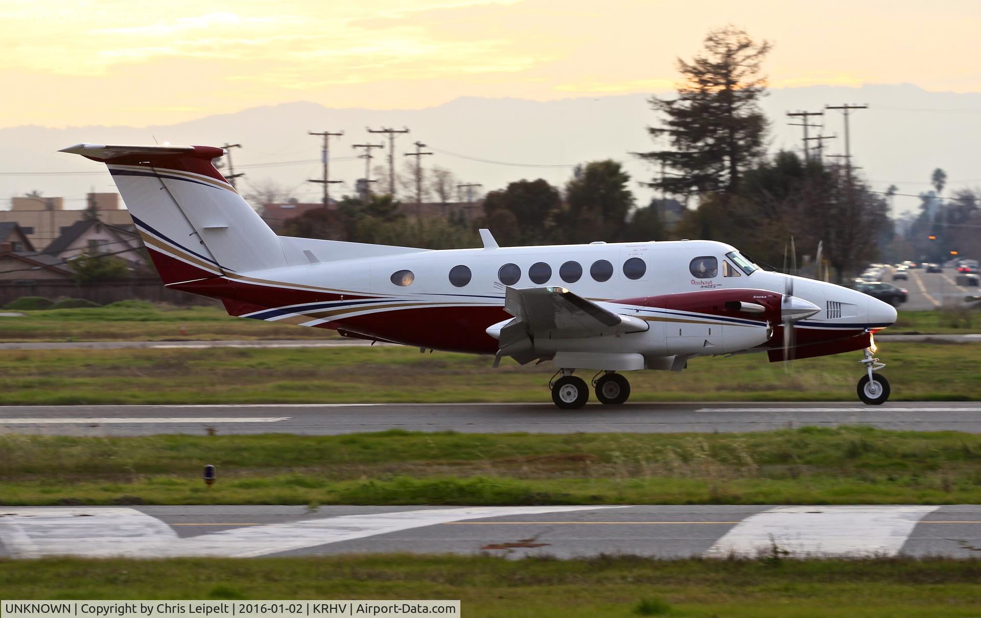 UNKNOWN, Beech King Air 250 C/N Not known, So-Cal based 1978 Beechcraft King Air 200 landing runway 31R at Reid Hillview Airport, San Jose, CA. No tail number as per request of owner.