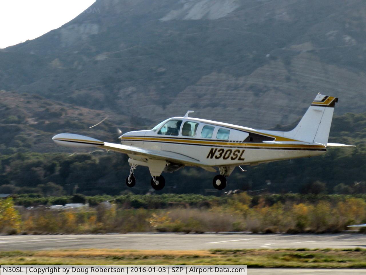 N30SL, 1972 Beech A36 Bonanza 36 C/N E-338, 1972 Beech A36 BONANZA, Continental IO-520 285 Hp, 3 blade CS prop, takeoff climb Rwy 04