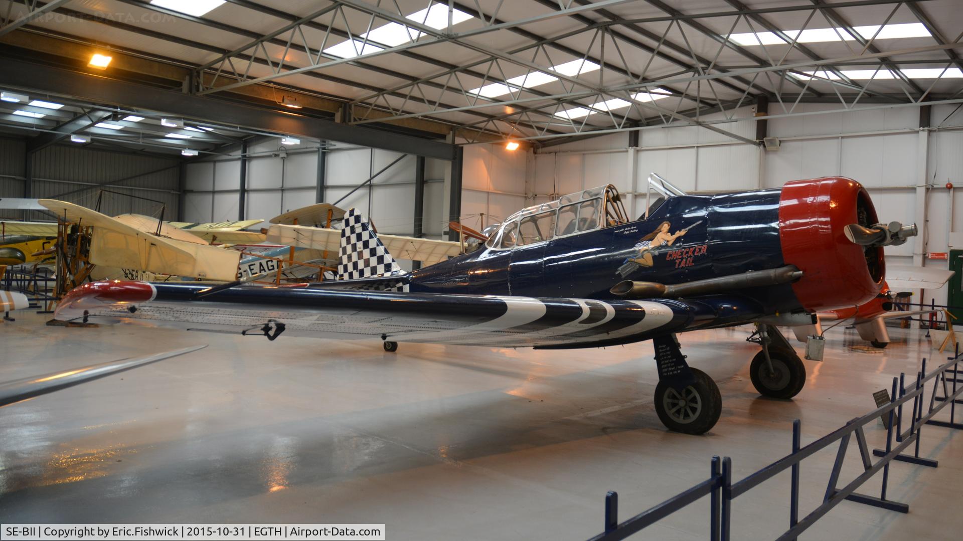 SE-BII, 1942 Noorduyn AT-16 Harvard IIB C/N 14-245, 4. SE-BII (Hurricane Heritage) arrives at The Shuttleworth Collection, nr. Biggleswade, Beds