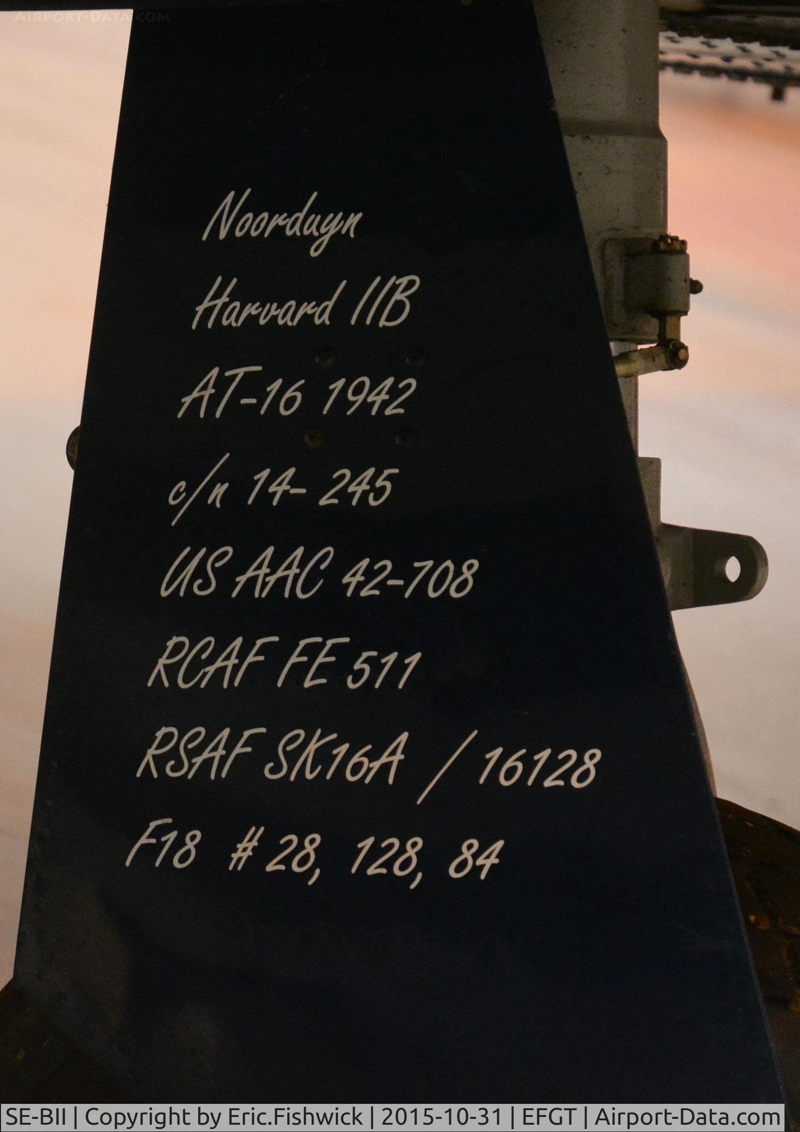 SE-BII, 1942 Noorduyn AT-16 Harvard IIB C/N 14-245, 4. SE-BII - Detail.